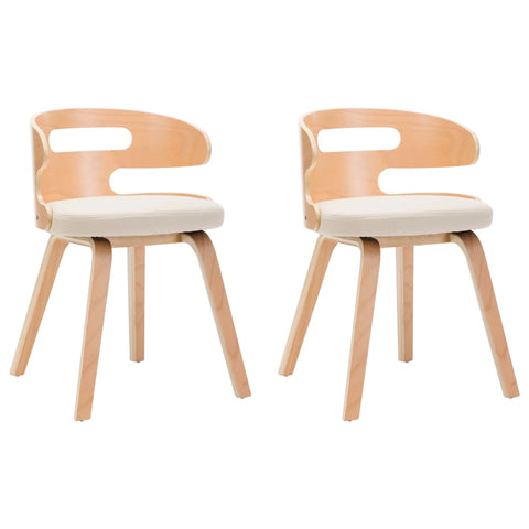 Dining Chairs 2 pcs Cream Bent Wood and Leather