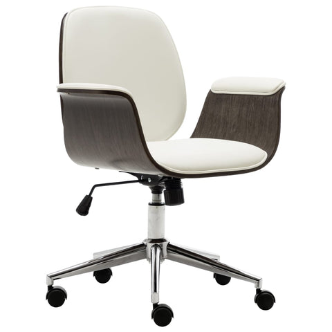 Office Chair White Bent Wood and Leather
