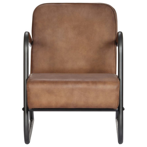 Rela Armchair Light Brown Real Leather