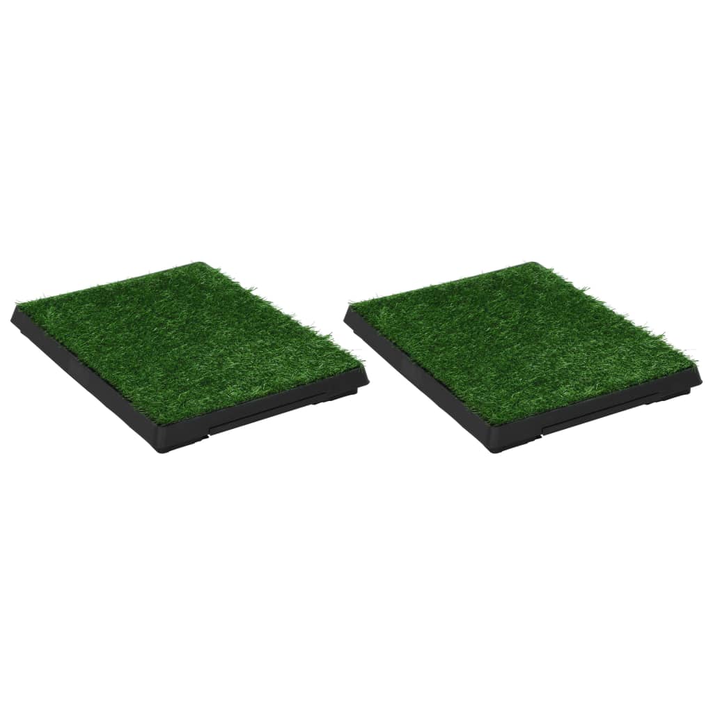 Pet Toilets 2 Pieces with Tray and Artificial Turf Green WC