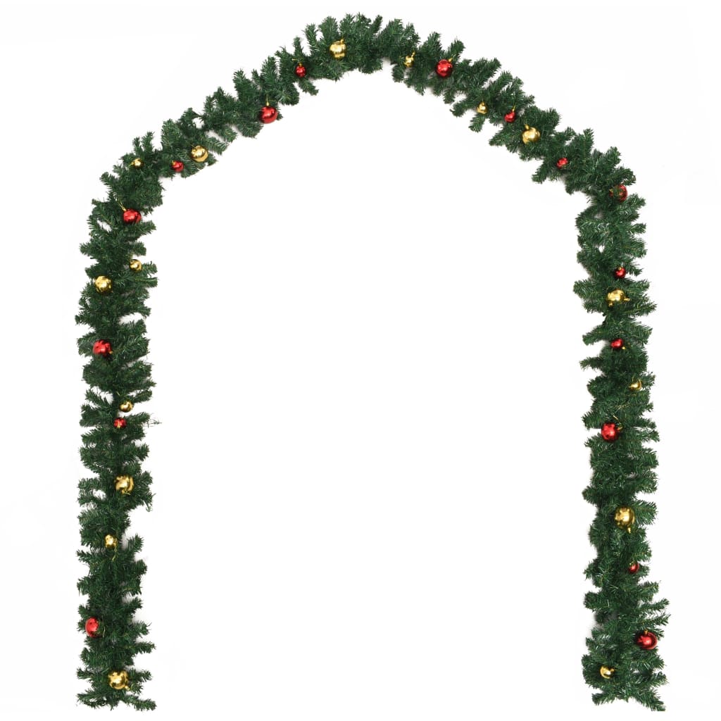 Christmas Garlands 4 pcs with Baubles Green 270 cm PVC