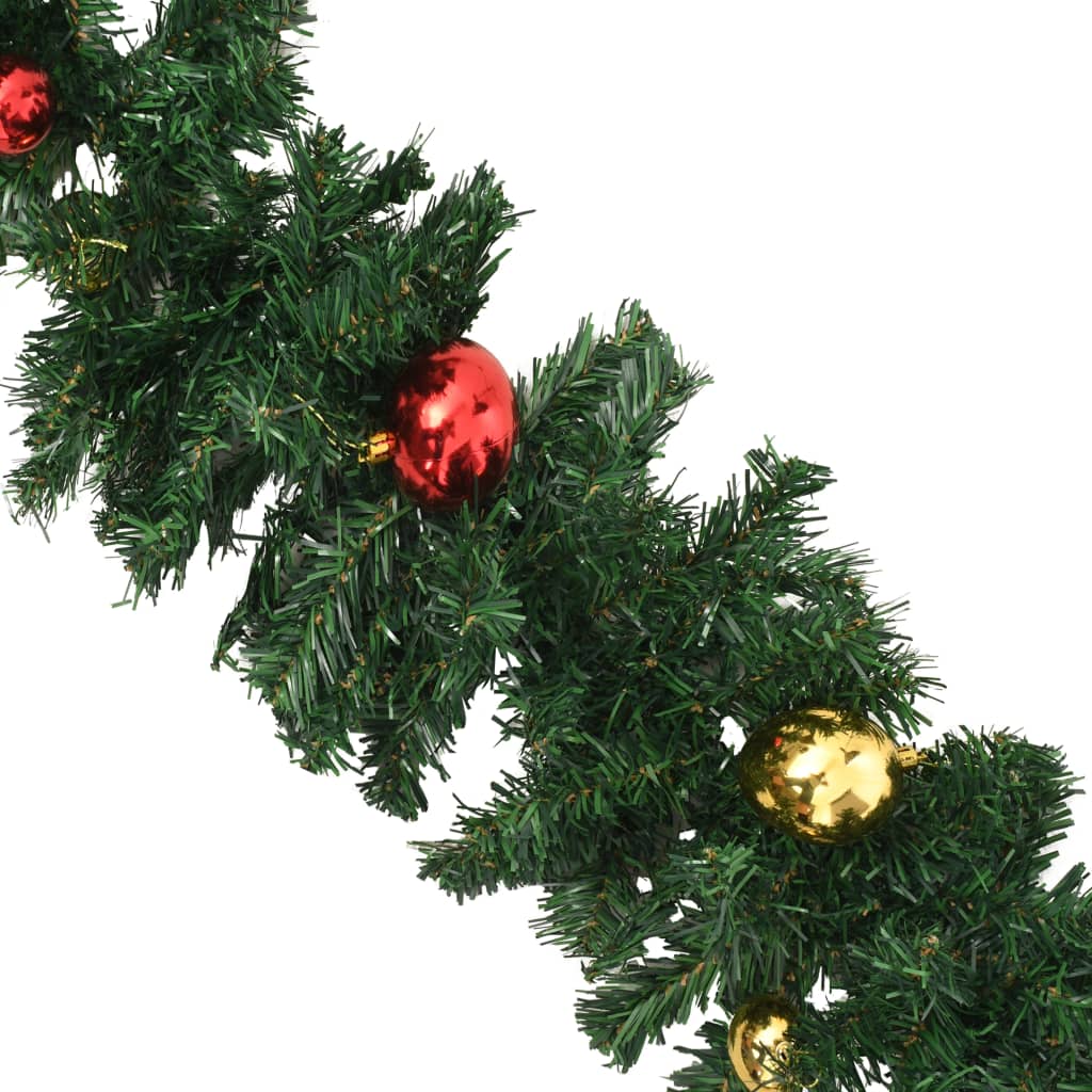 Christmas Garlands 4 pcs with Baubles Green 270 cm PVC