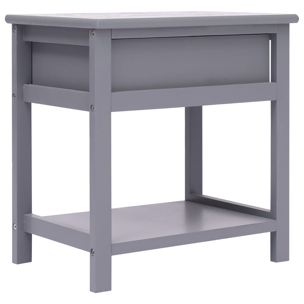 Nightstand Paulownia Wood Grey