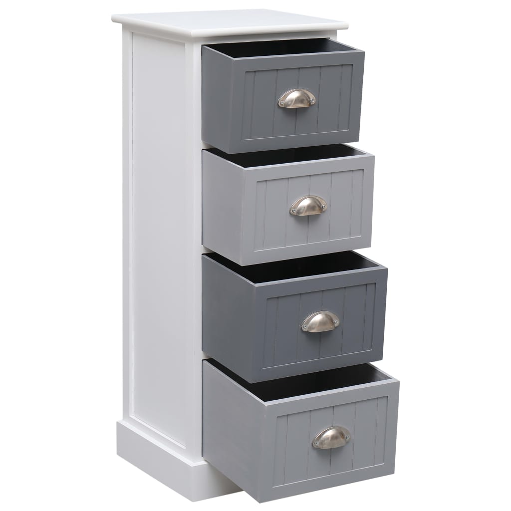 Side Cabinet Paulownia Wood White & Grey