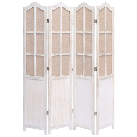4-Panel Fabric Room Divider White