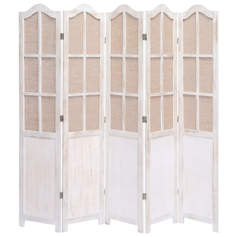 5-Panel Fabric Room Divider White