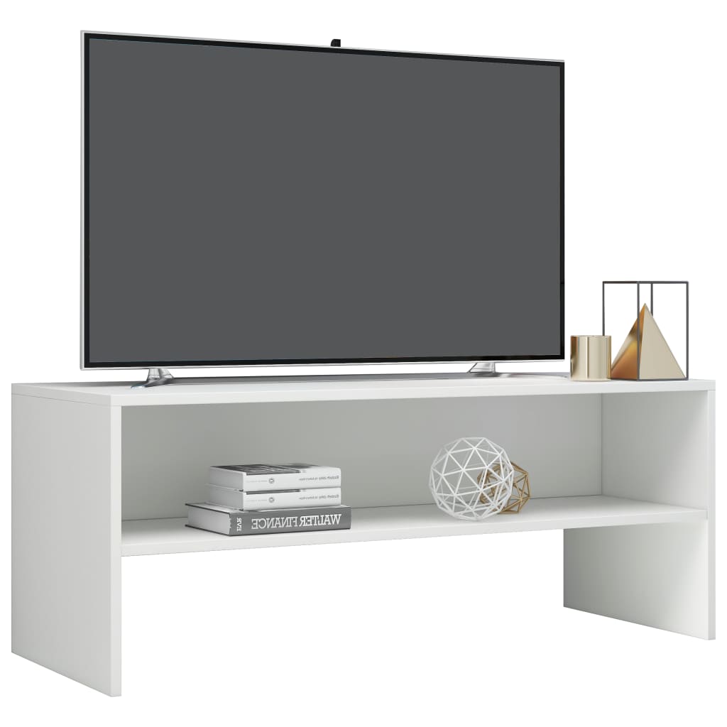 TV Cabinet High Gloss  White Chipboard