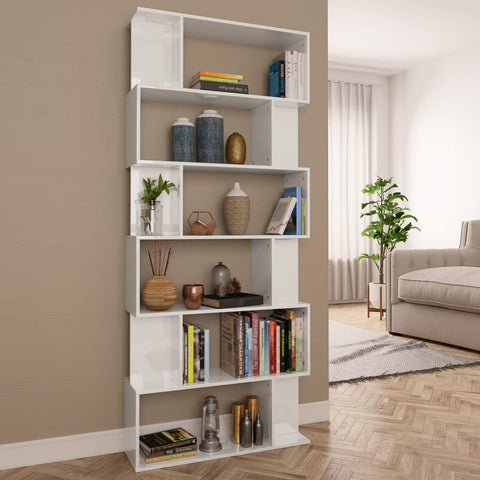 Book Cabinet/Room  Divider High Gloss White Chipboard