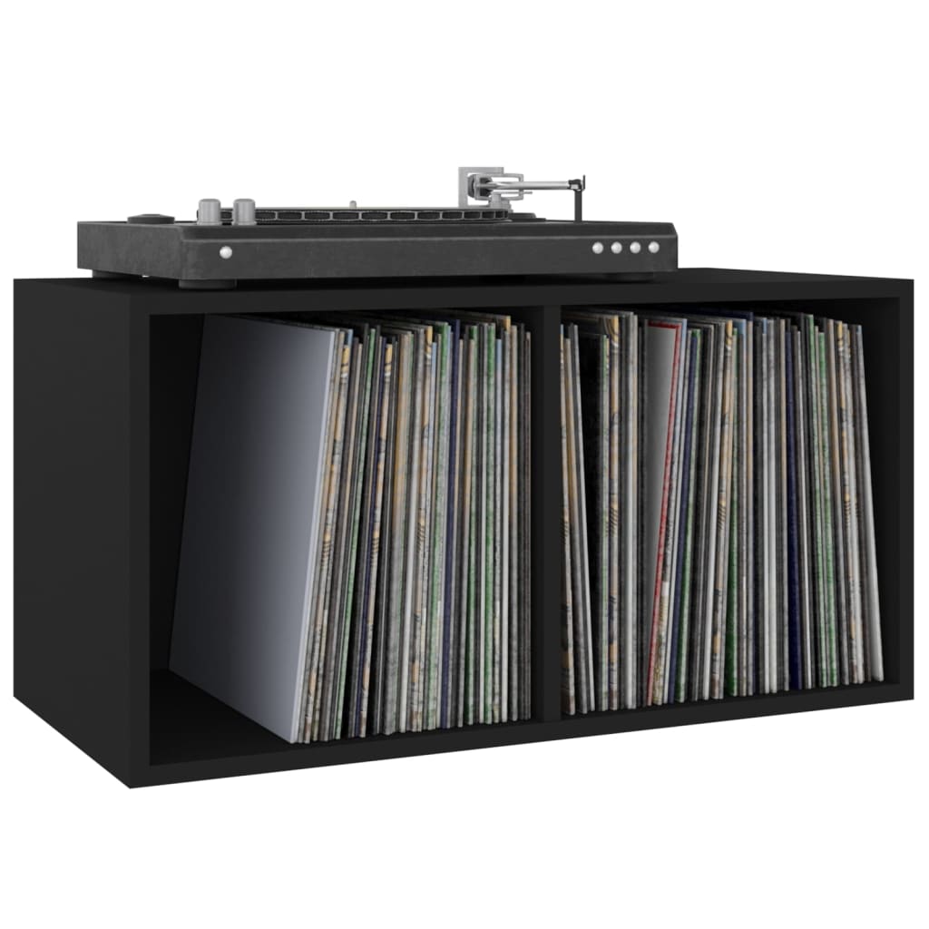 Vinyl Storage Box Black Chipboard