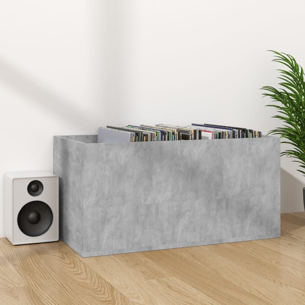 Vinyl Storage Box Concrete Grey Chipboard