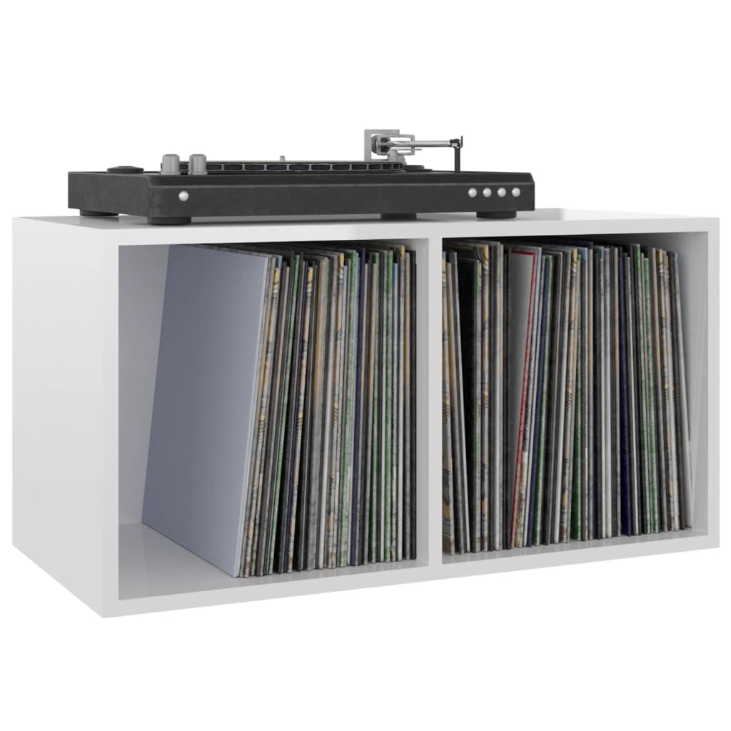Vinyl Storage Box High Gloss White Chipboard