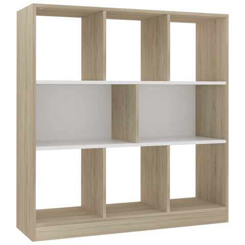 Book Cabinet White and Sonoma Oak Chipboard
