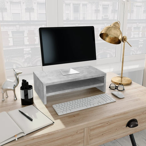 Monitor Stand Concrete Grey Chipboard
