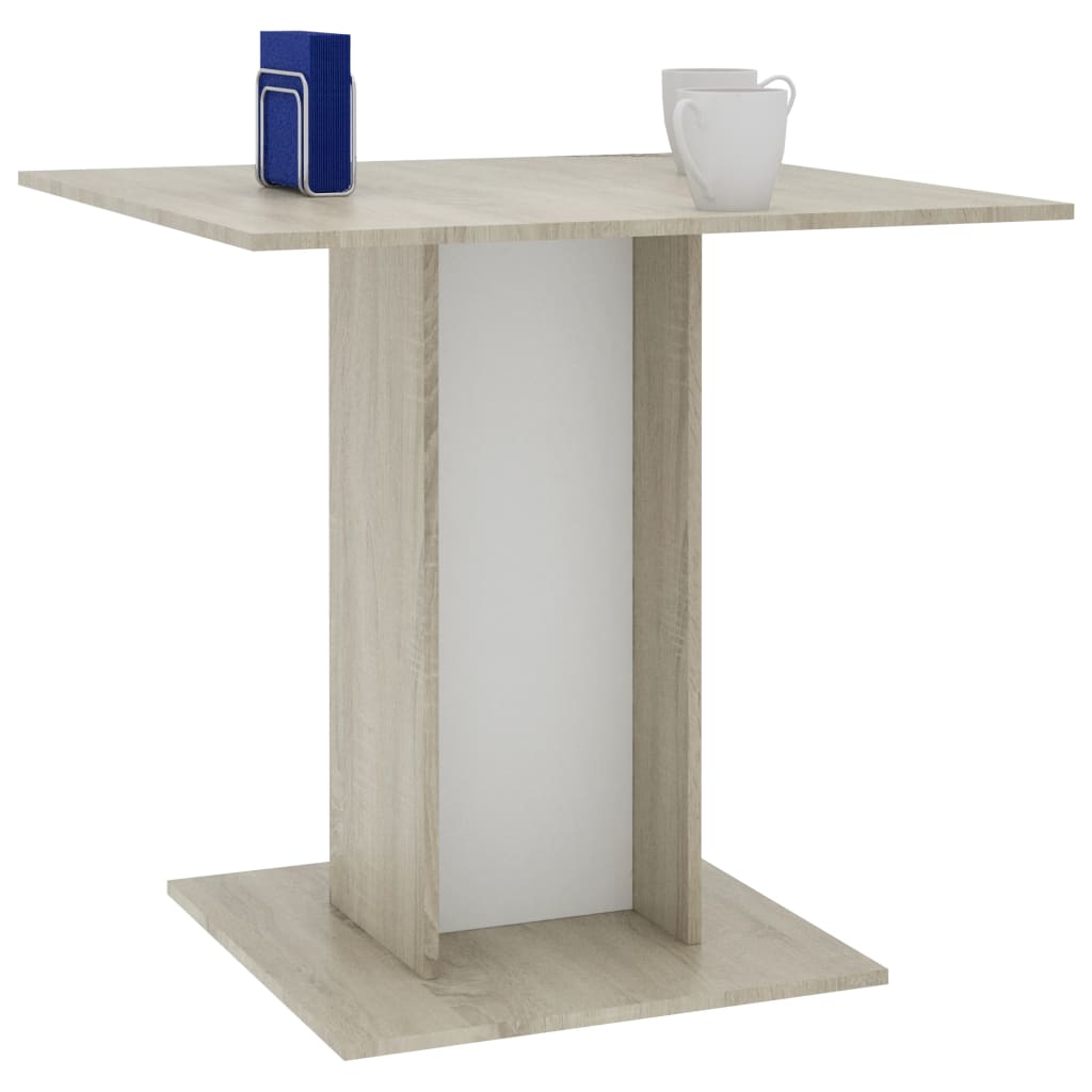 Dining Table White and Sonoma Oak Chipboard