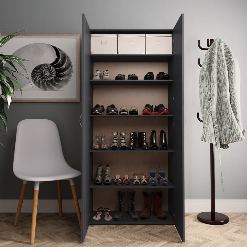 Shoe Cabinet Grey Chipboard