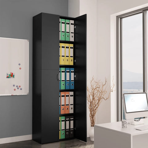 Office Cabinet Black Chipboard