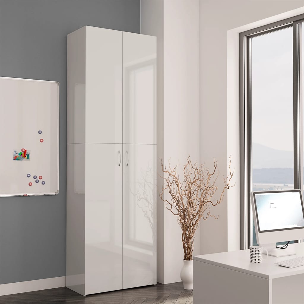 Office Cabinet High Gloss White Chipboard