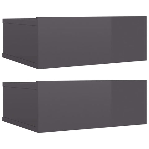 Floating Nightstands 2 pcs High Gloss Grey Chipboard