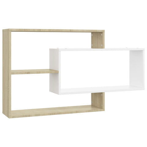 Wall Shelves White and Sonoma Oak Chipboard