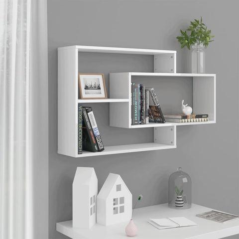 Wall Shelves High Gloss White Chipboard