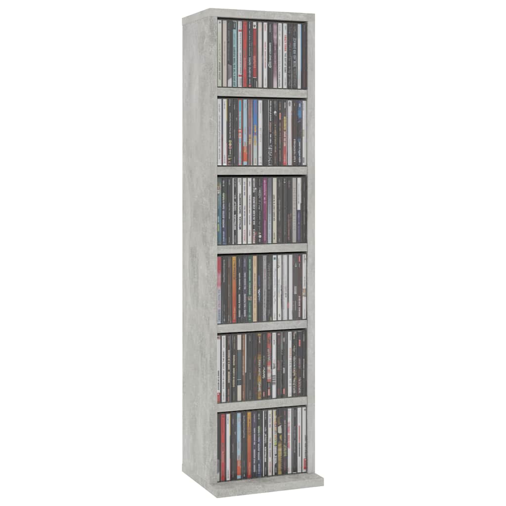 CD Storage Cabinet Concrete Grey Chipboard Media Organizer