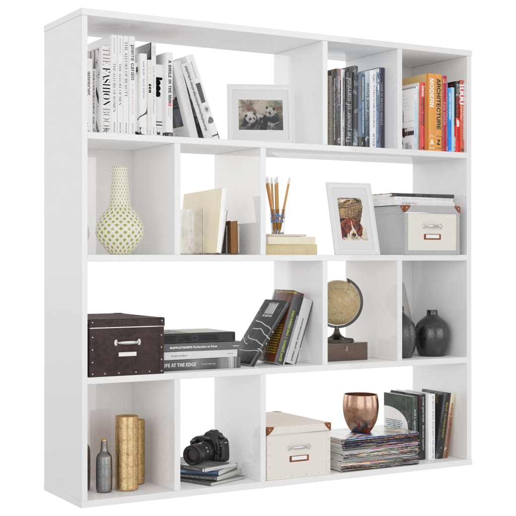 Room Divider/Book Cabinet High Gloss White  Chipboard