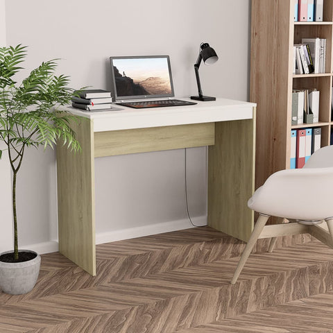 Desk White and Sonoma Oak Chipboard