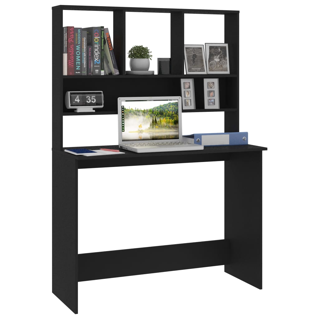 Desk with Shelves Black Chipboard