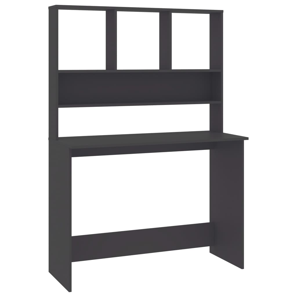 Desk with Shelves Grey Chipboard