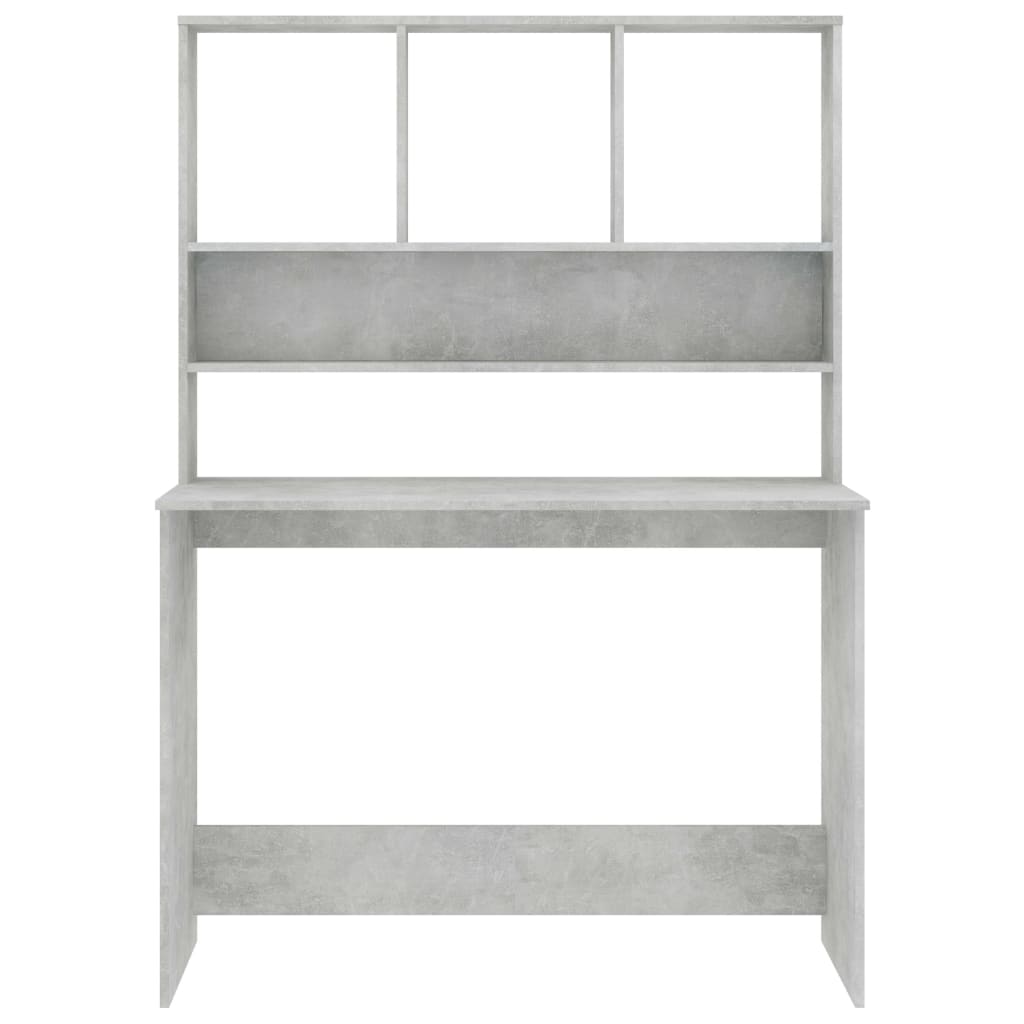 Desk with Shelves Concrete Grey Chipboard