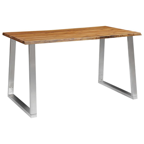 Dining Table Solid Acacia Wood, Stainless Steel