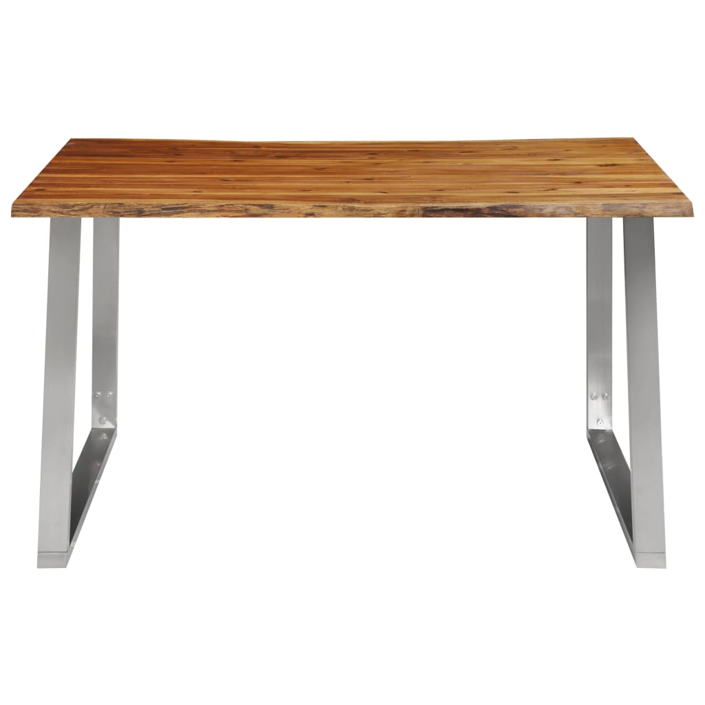 Dining Table Solid Acacia Wood, Stainless Steel
