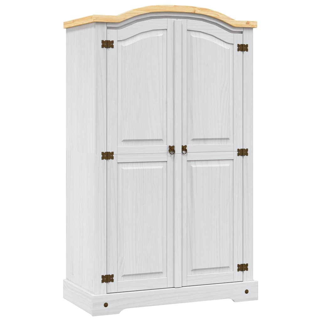Mexican Pine 2 Door Wardrobe Rustic White | Simpledeals