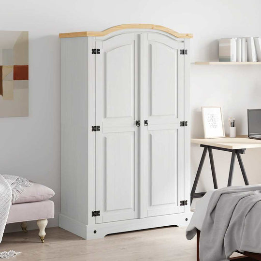 Mexican Pine 2 Door Wardrobe Rustic White