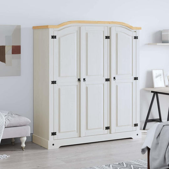 White colour - Wardrobe Mexican Pine Corona Range 3 Doors White