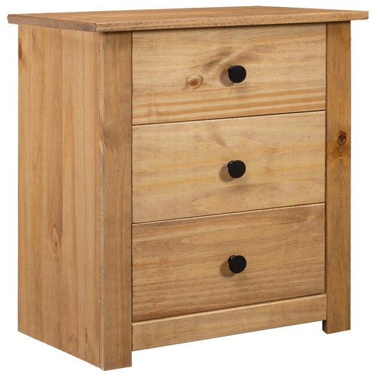 Pine Wood Bedside Table 3 Drawers
