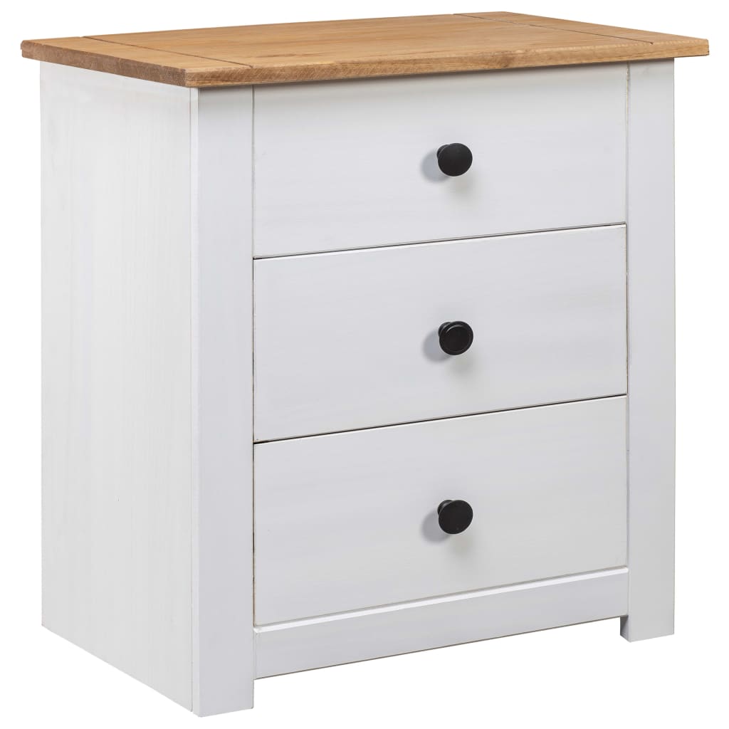 Solid Pine Bedside Table 3 Drawer White | Simpledeals