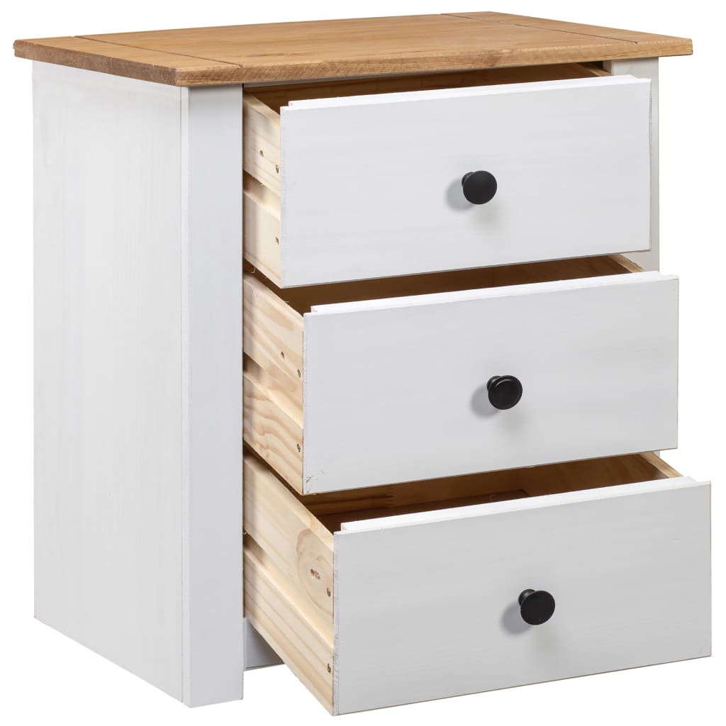 Solid Pine Bedside Table 3 Drawer White | Simpledeals