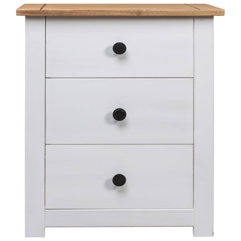 Solid Pine Bedside Table 3 Drawer White | Simpledeals