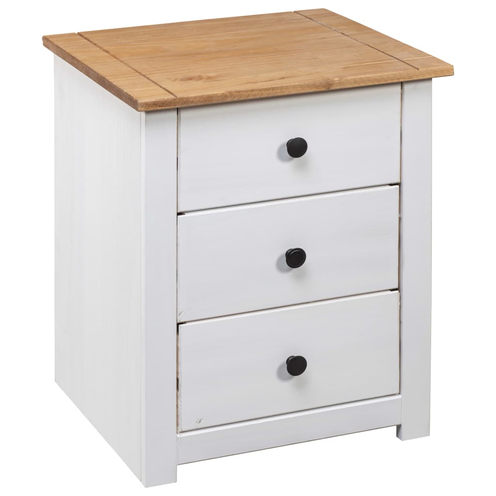 Solid Pine Bedside Table 3 Drawer White | Simpledeals