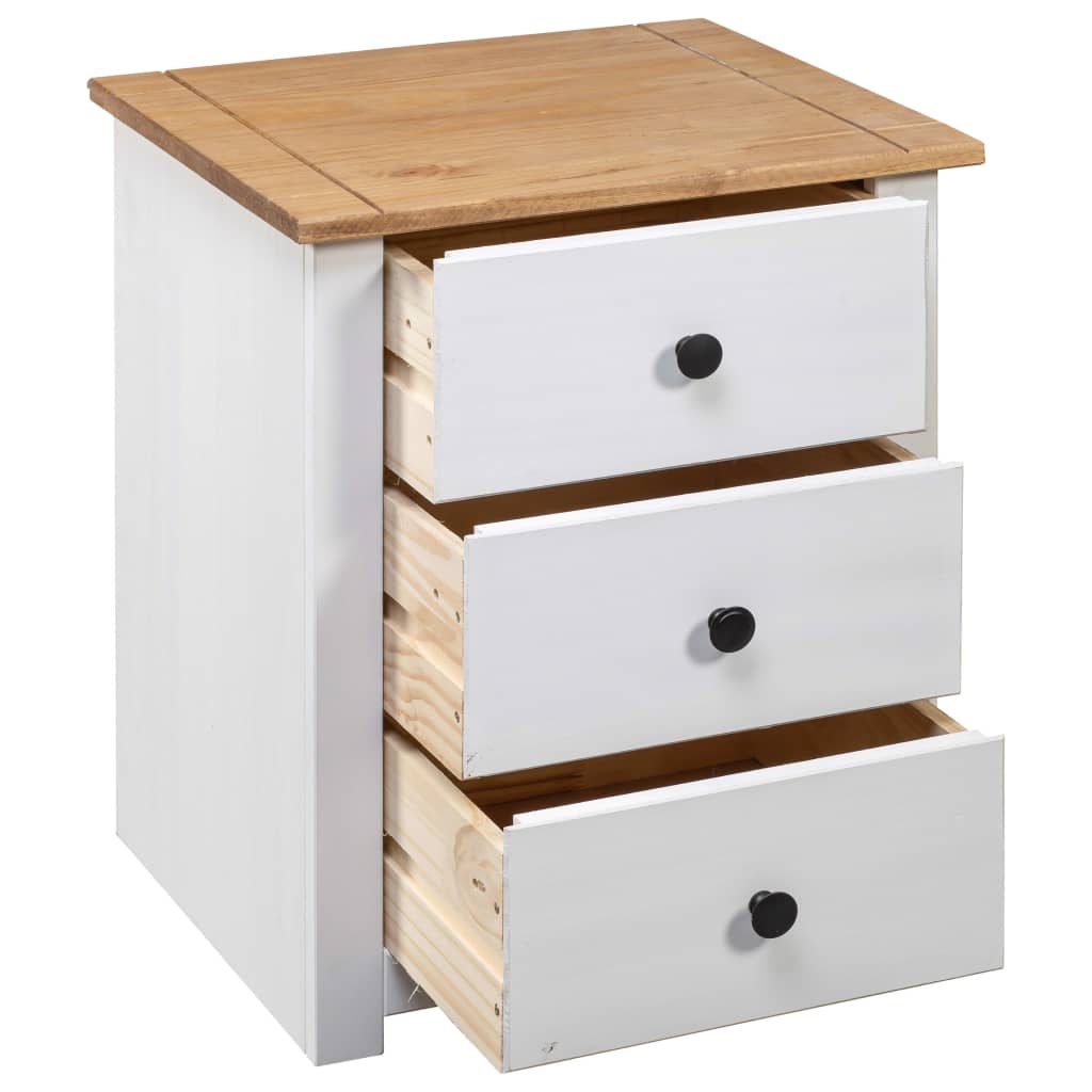 Solid Pine Bedside Table 3 Drawer White | Simpledeals
