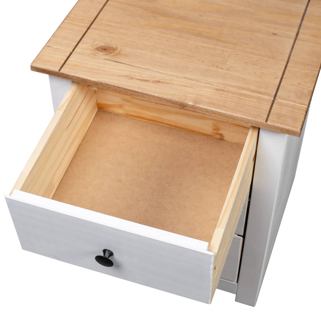 Solid Pine Bedside Table 3 Drawer White | Simpledeals