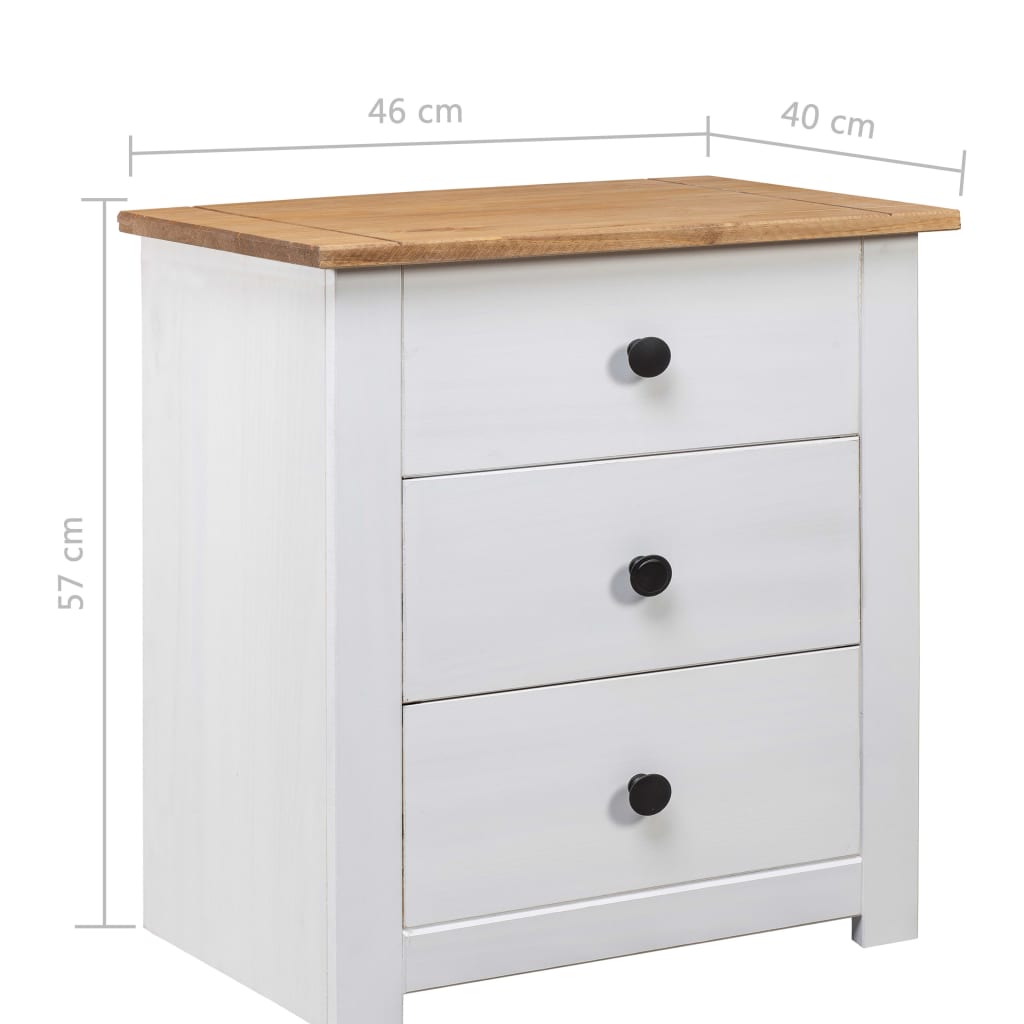 Solid Pine Bedside Table 3 Drawer White | Simpledeals