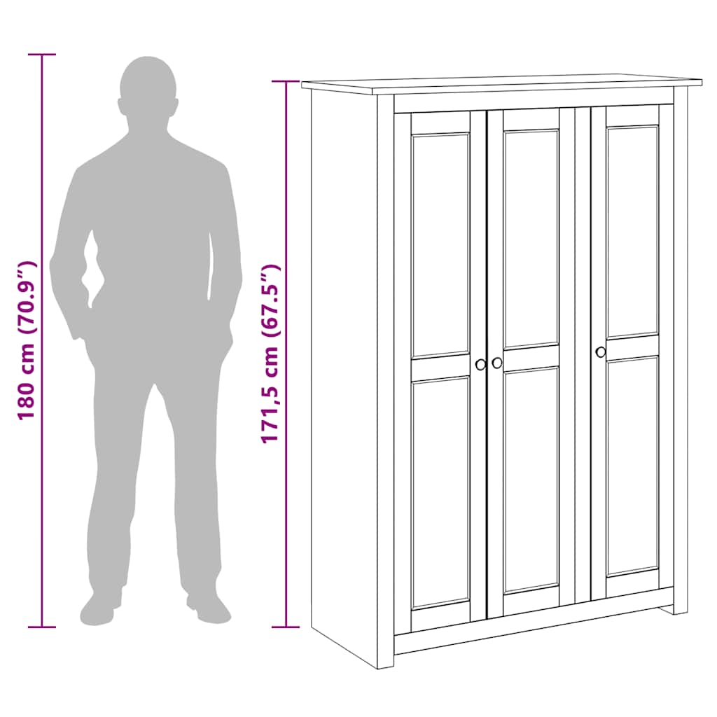 3-Door Wardrobe White Pine Panama Range