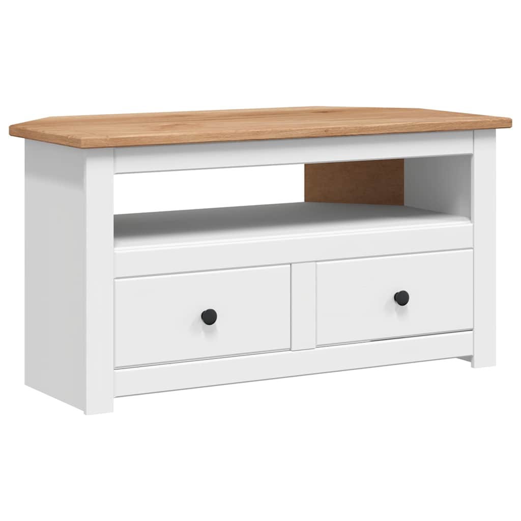 Corner Tv Cabinet White Wood 93x49x49cm