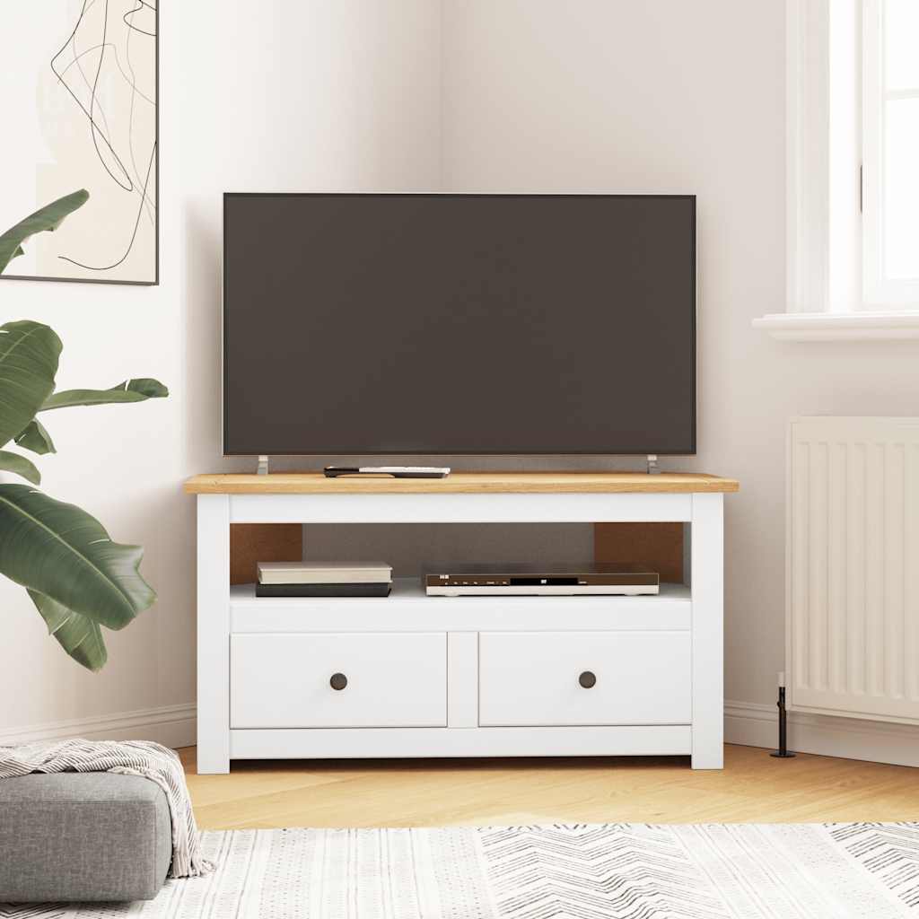 Corner Tv Cabinet White Wood 93x49x49cm