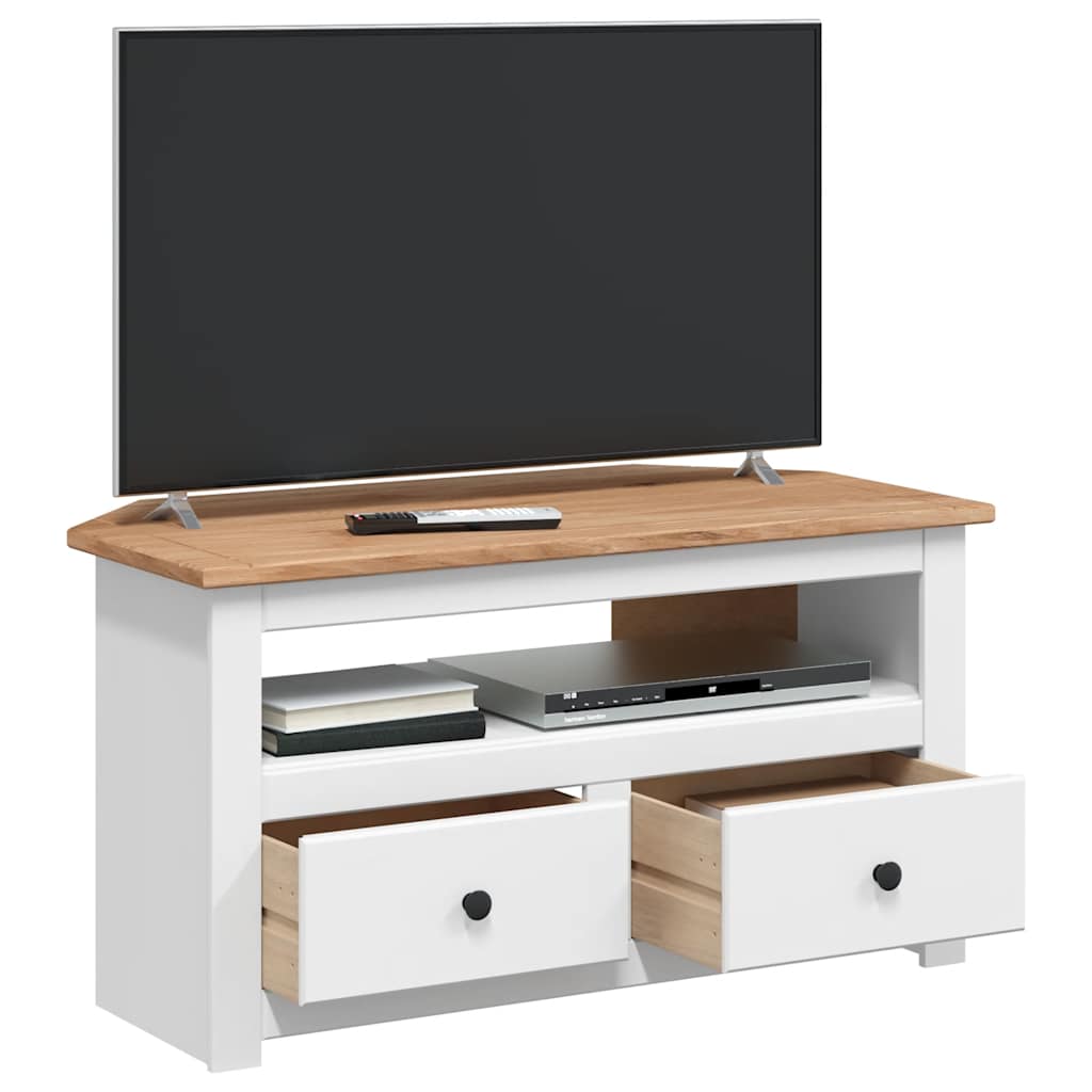 Corner Tv Cabinet White Wood 93x49x49cm