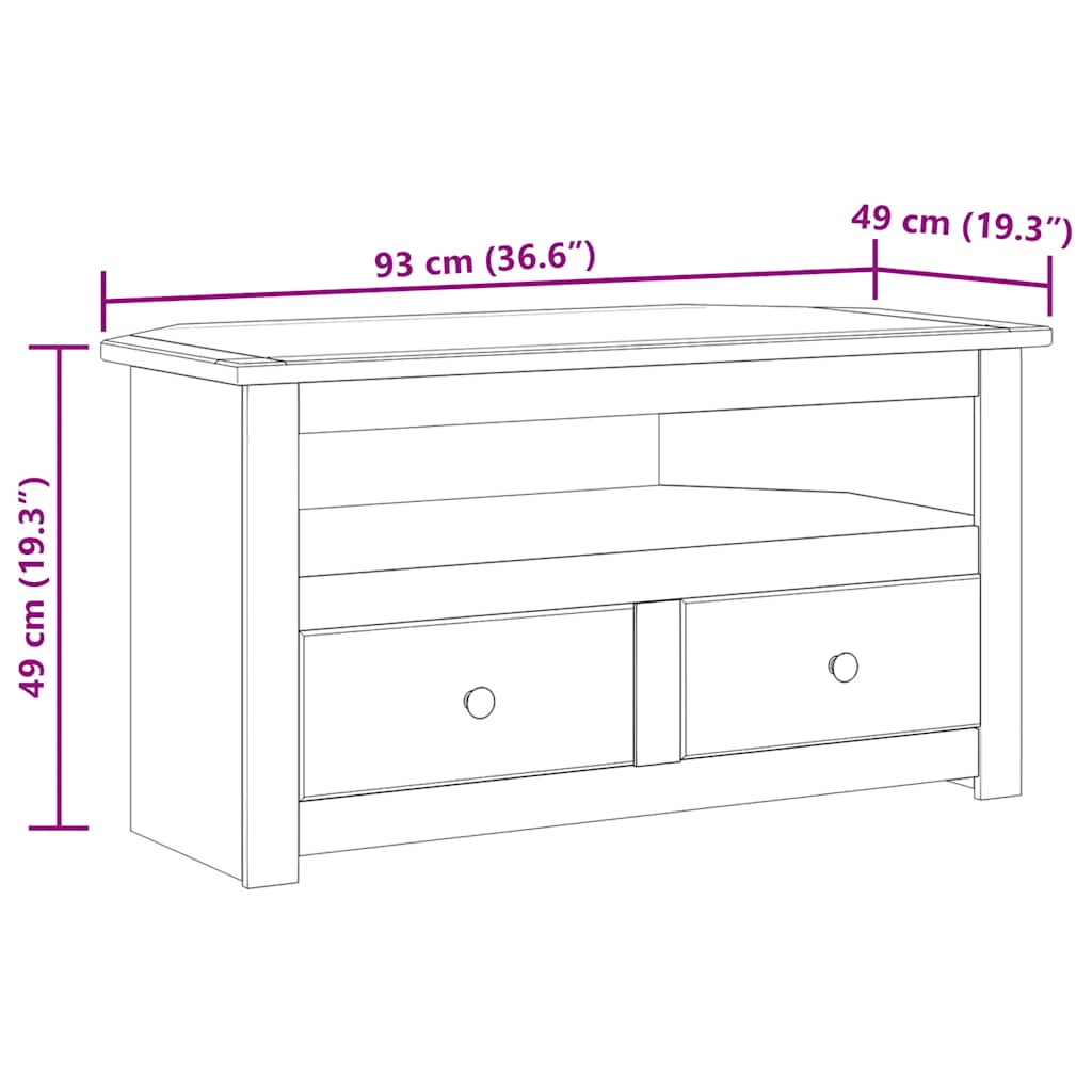 Corner Tv Cabinet White Wood 93x49x49cm