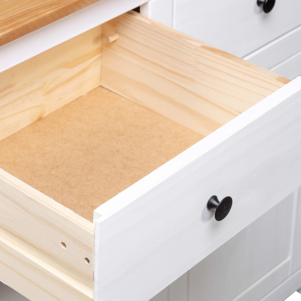White Sideboard Solid Pine 93x40x80cm