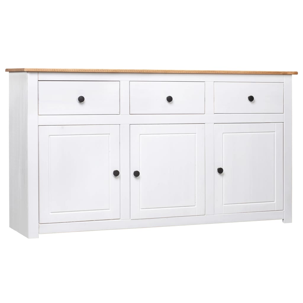 White Solid Pine Sideboard 3 Drawers 135cm | Simpledeals